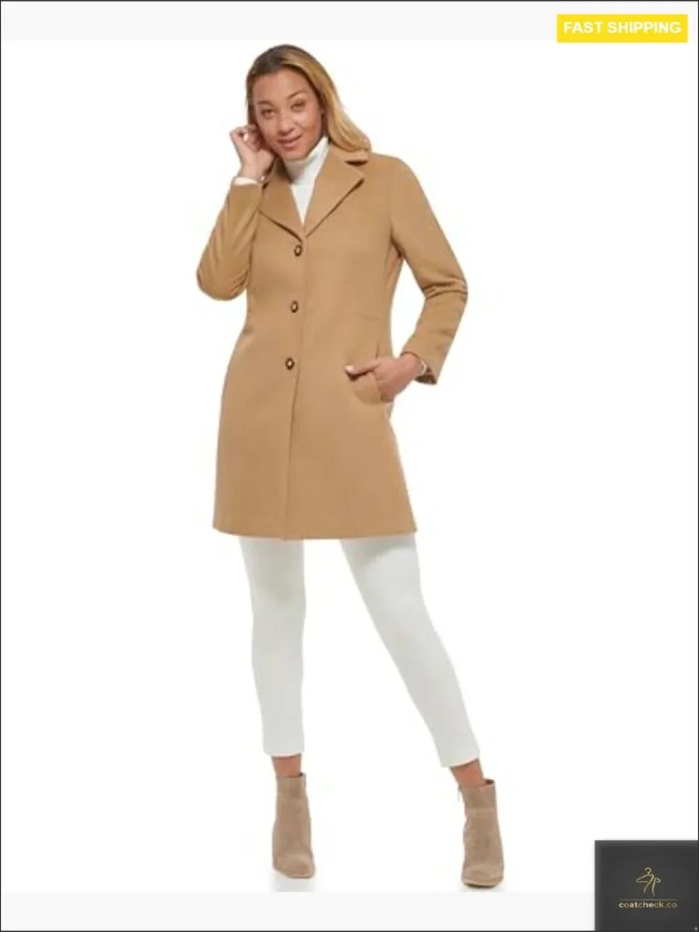 Classic Wool Blend Coat Single Breasted Notch Lapel Fall Layer